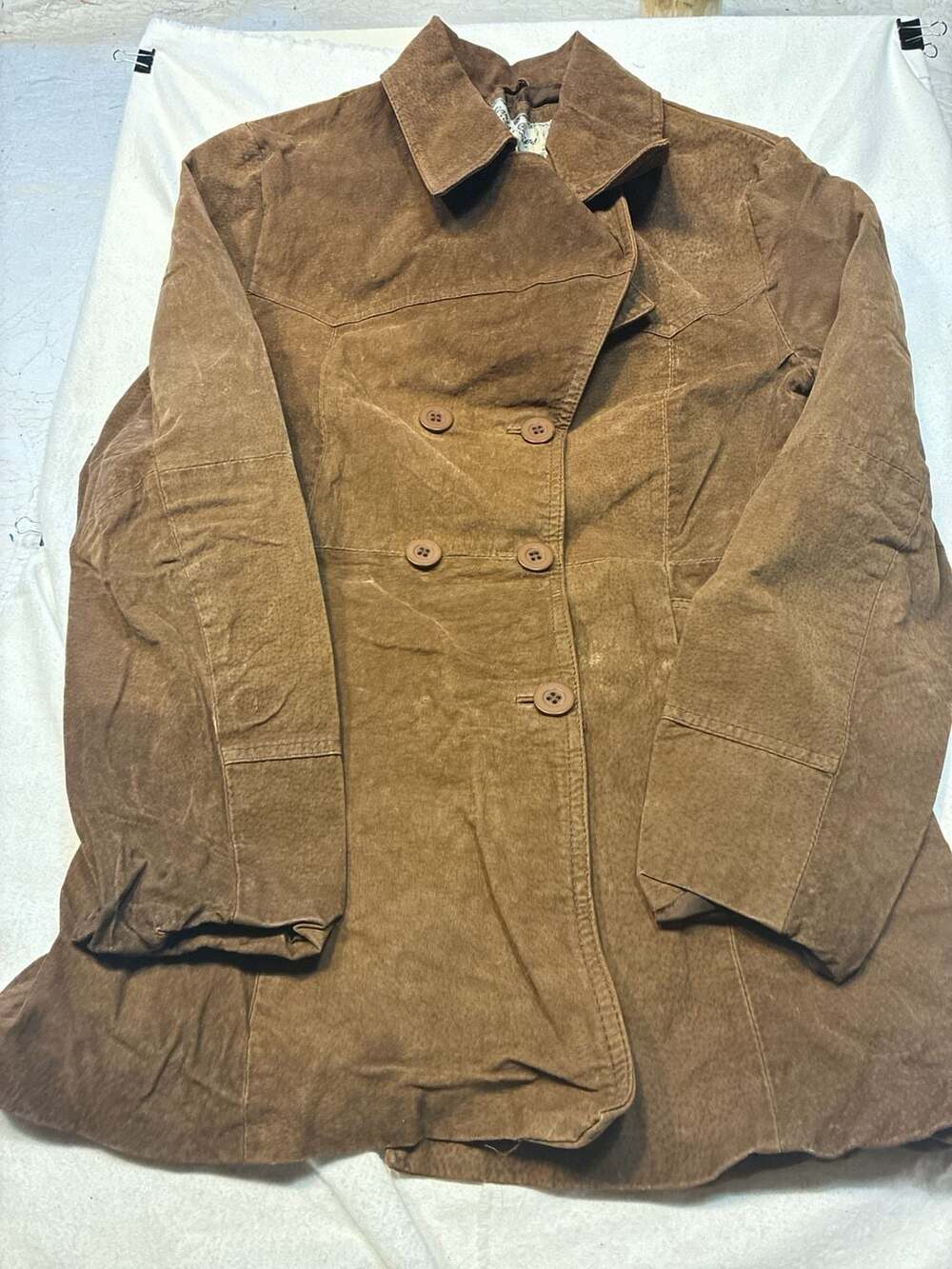 Paris Blues Outerwear Vintage Brown Leather Double Breasted Trench Coat Size M